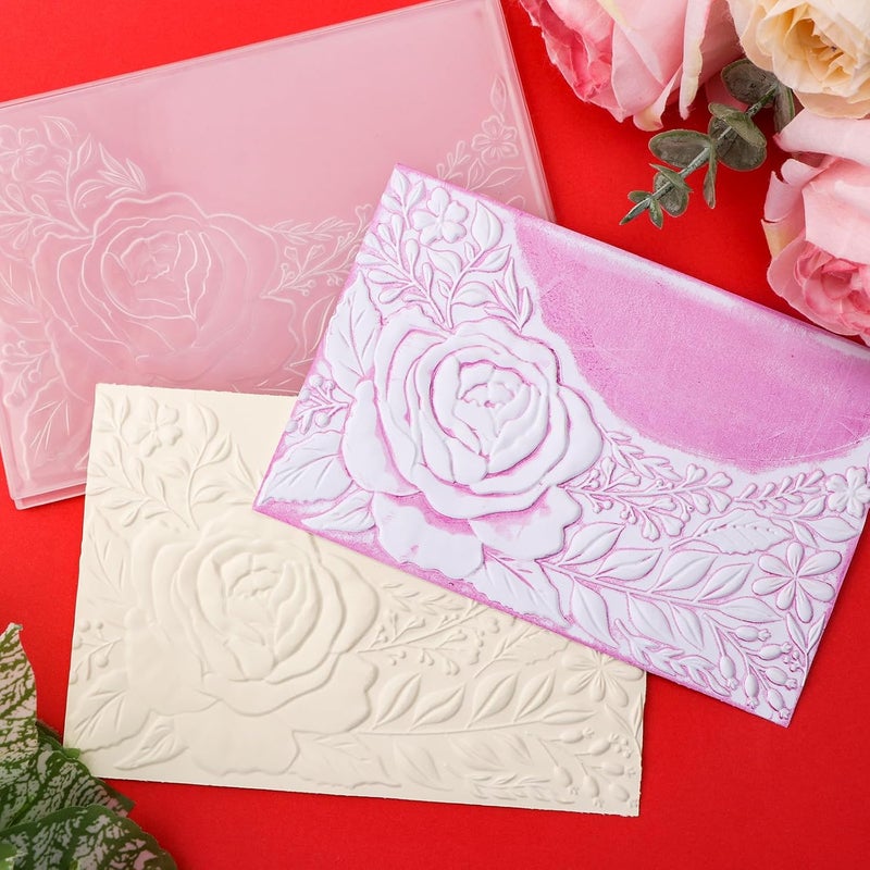 BAOFALI 3D Embossing Folder for Card Making, Rose Clear Plastic Texture Fades Embossing Folder Template for Scrapbooking and Other Paper Craft Album Stamps DIY Decoration - Image 5